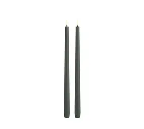 Uyuni LED taper candle 2,3x32, Smooth, 2-pack Olive green Uyuni LED taper candle 2,3x32, Smooth, 2-pack Olive green