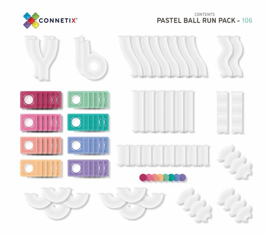 Connetix Pastel Ball Run Pack 106 pc Connetix Pastel Ball Run Pack 106 pc