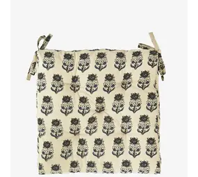 Madam Stoltz Katoenen stoelkussen - Sand, grey, blue Madam Stoltz Katoenen stoelkussen - Sand, grey, blue