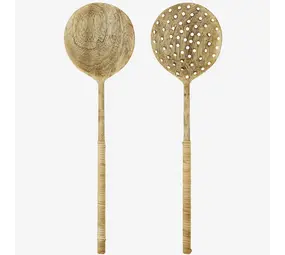 Madam Stoltz Wooden salad set/ with bamboo Madam Stoltz Wooden salad set/ with bamboo