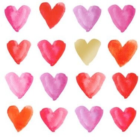 Ppd Servetten Aquarell Hearts gold 33x33 Ppd Servetten Aquarell Hearts gold 33x33