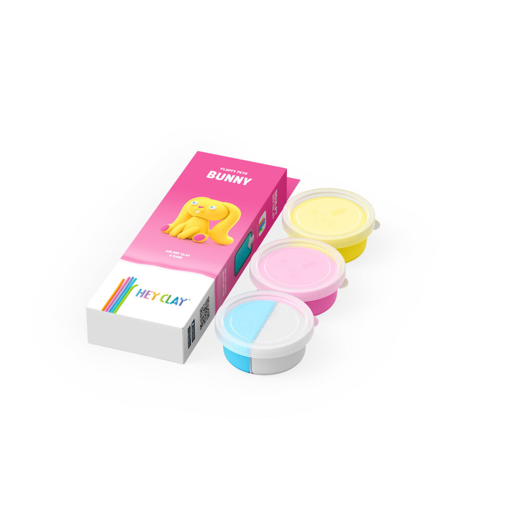 HeyClay HeyClay - Fluffy Pets Konijntje – 3 cans HeyClay HeyClay - Fluffy Pets Konijntje – 3 cans