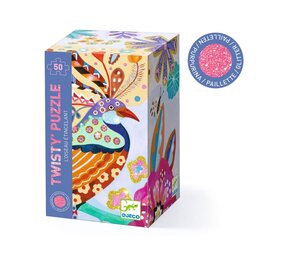 Djeco Glitterpuzzel de Verleidelijke Vogel - 50 stukjes Djeco Glitterpuzzel de Verleidelijke Vogel - 50 stukjes