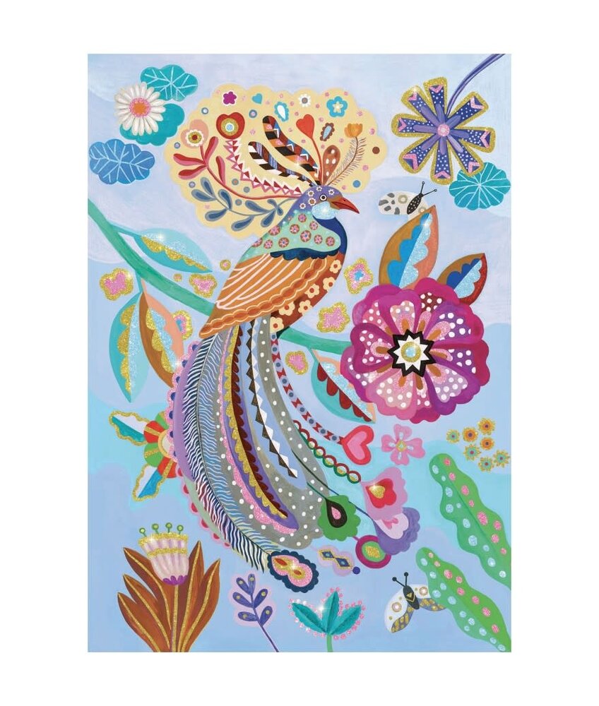 Djeco Glitterpuzzel de Verleidelijke Vogel - 50 stukjes