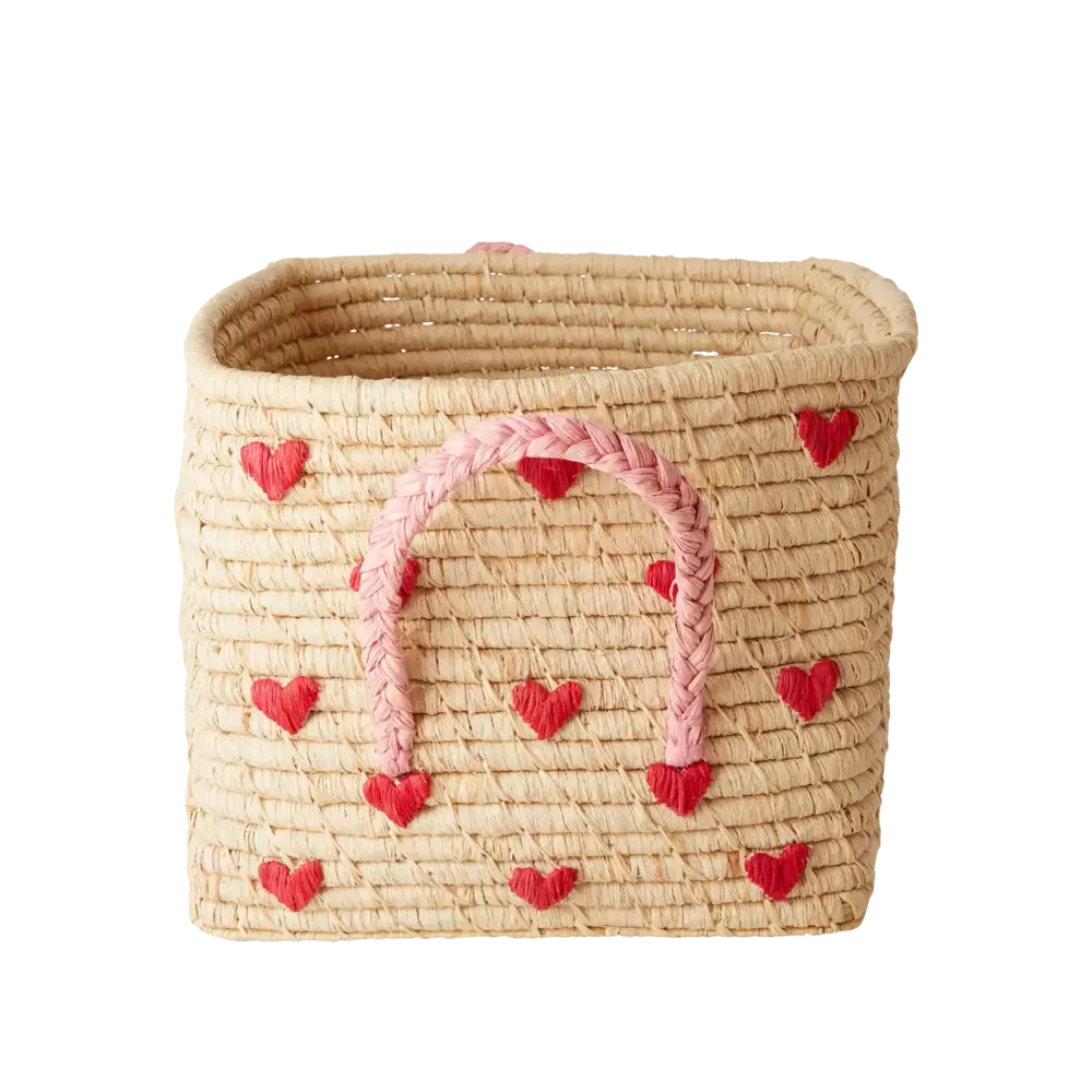 Rice Raffia opbergmand - hartjes Rice Raffia opbergmand - hartjes