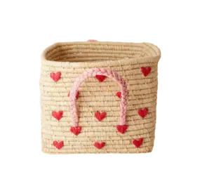 Rice Raffia opbergmand - hartjes Rice Raffia opbergmand - hartjes