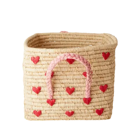 Rice Raffia opbergmand - hartjes Rice Raffia opbergmand - hartjes