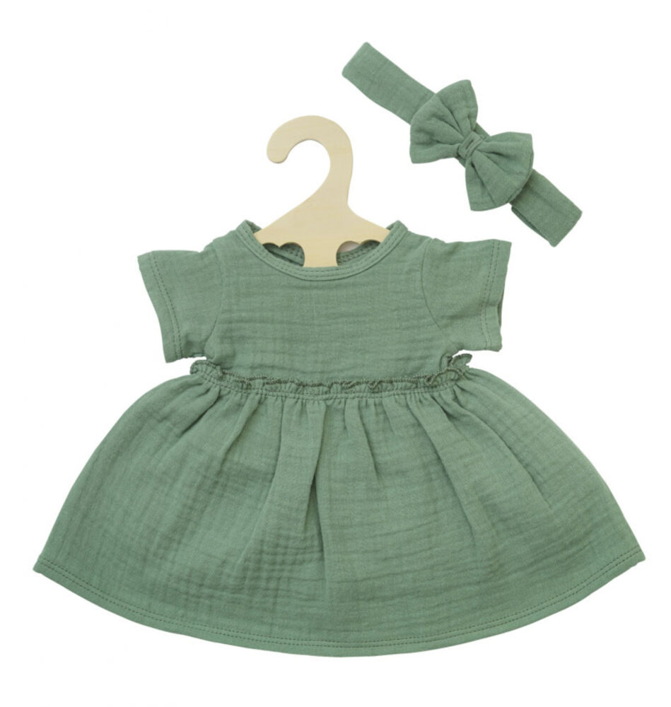 Poppen jurk met haarband groen (28-35cm) Poppen jurk met haarband groen (28-35cm)