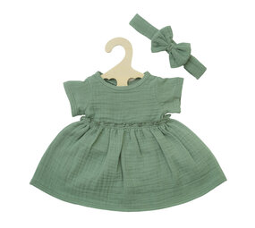 Poppen jurk met haarband groen (28-35cm) Poppen jurk met haarband groen (28-35cm)