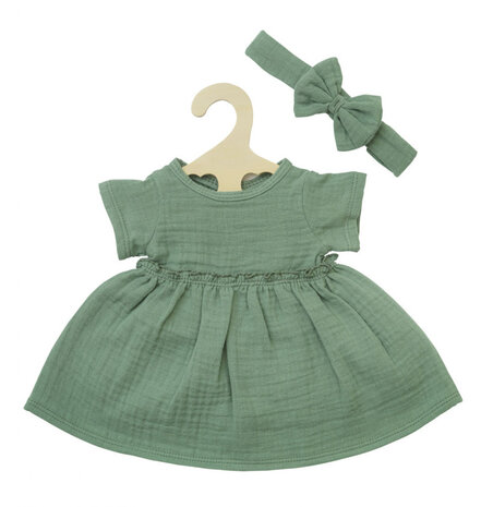Poppen jurk met haarband groen (28-35cm) Poppen jurk met haarband groen (28-35cm)