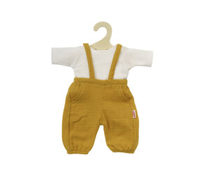 Poppen tuinbroek geel met t-shirt  (35-45cm)