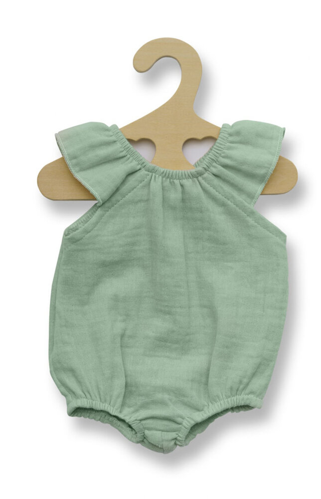 Poppen rompertje met ruches groen (28-35cm) Poppen rompertje met ruches groen (28-35cm)