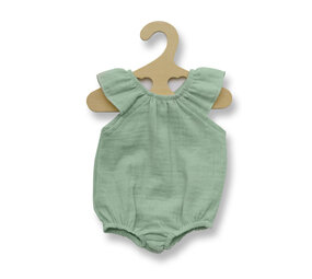 Poppen rompertje met ruches groen (28-35cm)