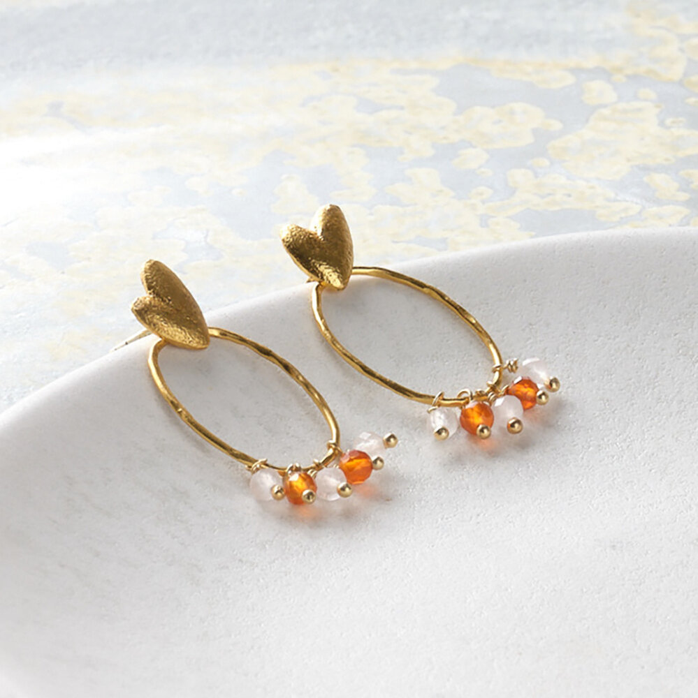 A Beautiful Story Showing Carnelian Rose Quartz Earrings GP A Beautiful Story Showing Carnelian Rose Quartz Earrings GP