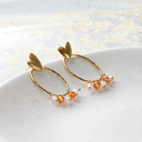 A Beautiful Story Showing Carnelian Rose Quartz Earrings GP A Beautiful Story Showing Carnelian Rose Quartz Earrings GP