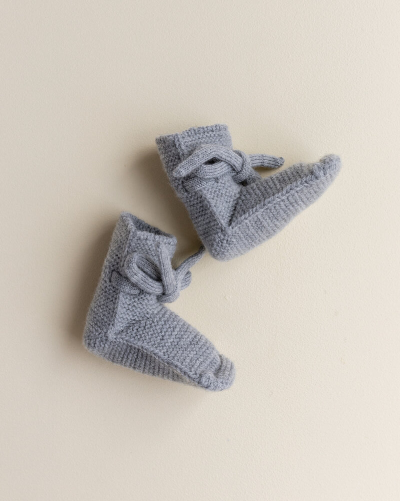 Hvid Booties - 0-9 mnd - Grey Melange