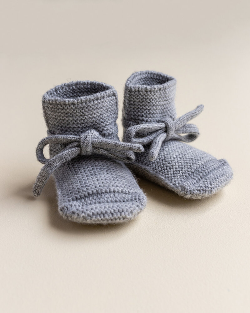 Hvid Booties - 0-9 mnd - Grey Melange