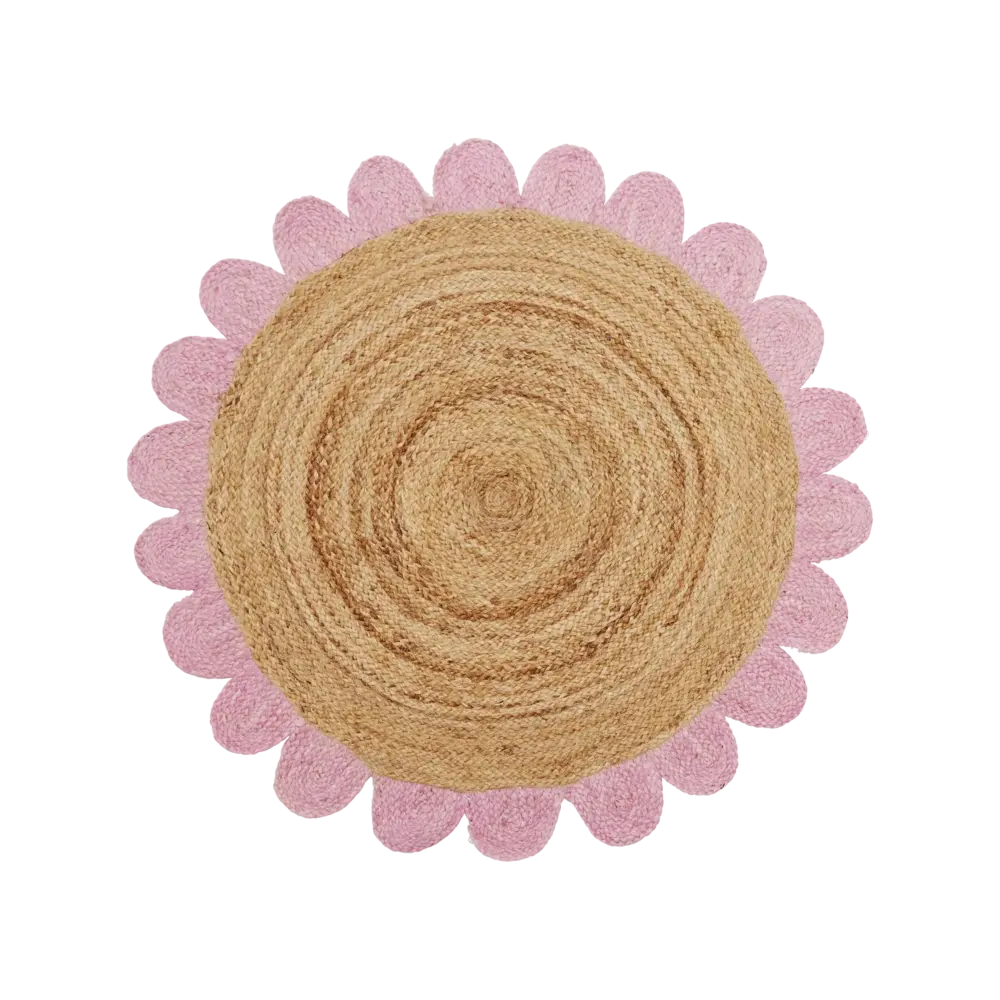 Rice Jute Vloermat Bloem - Roze Rice Jute Vloermat Bloem - Roze
