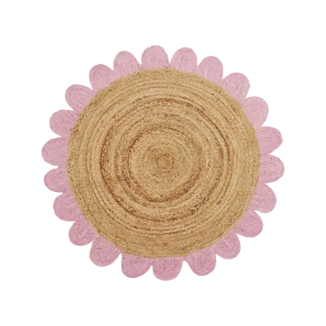 Rice Jute Vloermat Bloem - Roze Rice Jute Vloermat Bloem - Roze