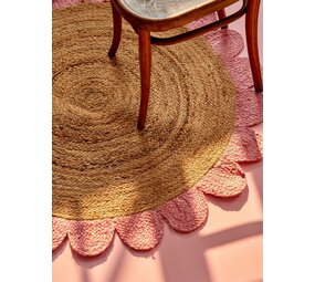 Rice Jute Vloermat Bloem - Roze Rice Jute Vloermat Bloem - Roze
