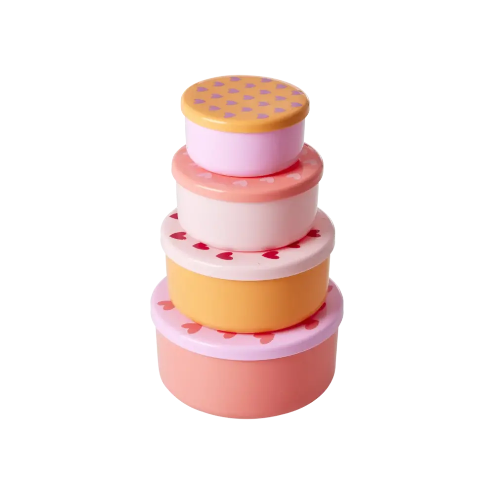 Rice Voorraaddoosje rond met hartjes - set van 4 Rice Voorraaddoosje rond met hartjes - set van 4