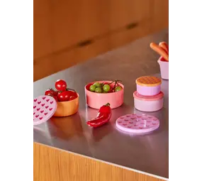 Rice Voorraaddoosje rond met hartjes - set van 4 Rice Voorraaddoosje rond met hartjes - set van 4