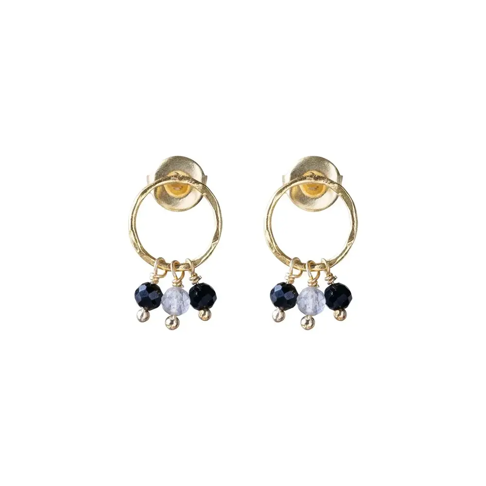 A Beautiful Story Genuine Black Onyx Labradorite Earrings GP