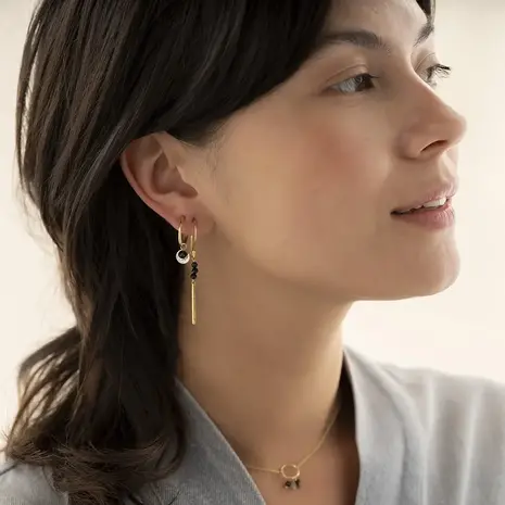 A Beautiful Story Bar Black Onyx Earrings GP