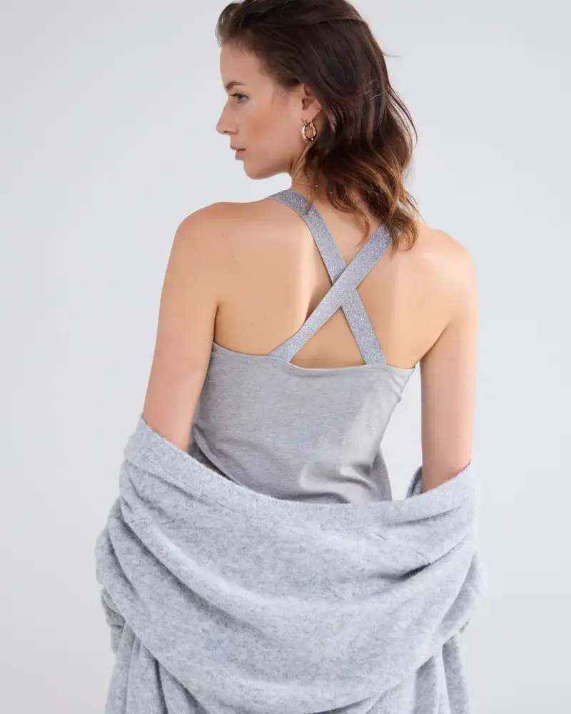 Summum Woman Singlet crossband cotton elastane basics - Mist Summum Woman Singlet crossband cotton elastane basics - Mist