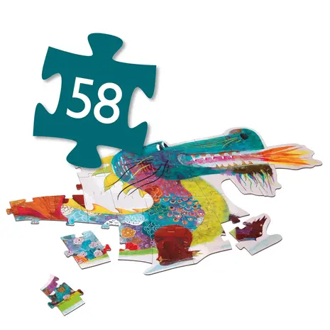 Djeco Maxi Puzzel Leon de Draak - 58pcs Djeco Maxi Puzzel Leon de Draak - 58pcs