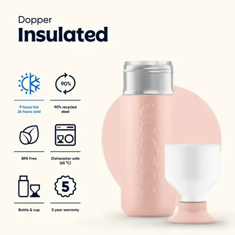 Dopper Insulated Large  Pebble Peach - 580ml Dopper Insulated Large  Pebble Peach - 580ml