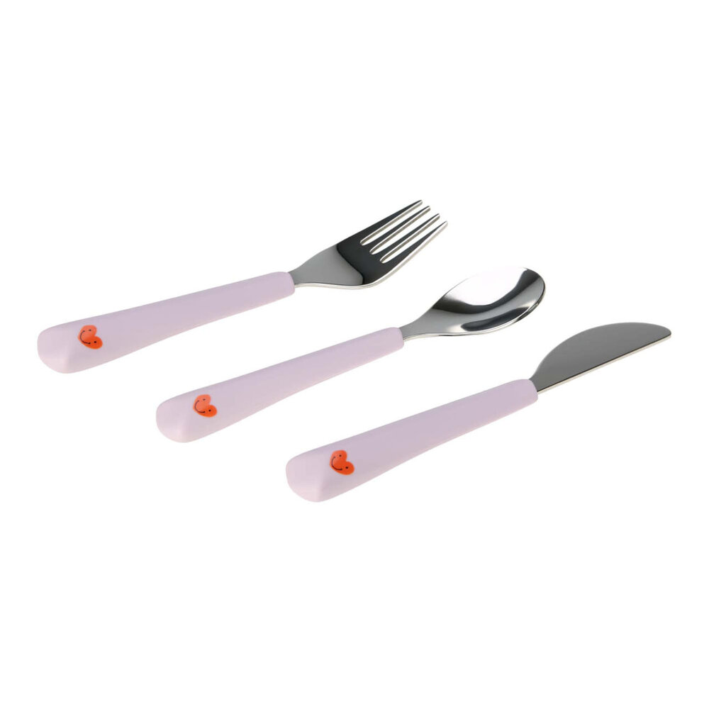 Lässig Cutlery with Silicone Handle 3 pcs - Heart lavender