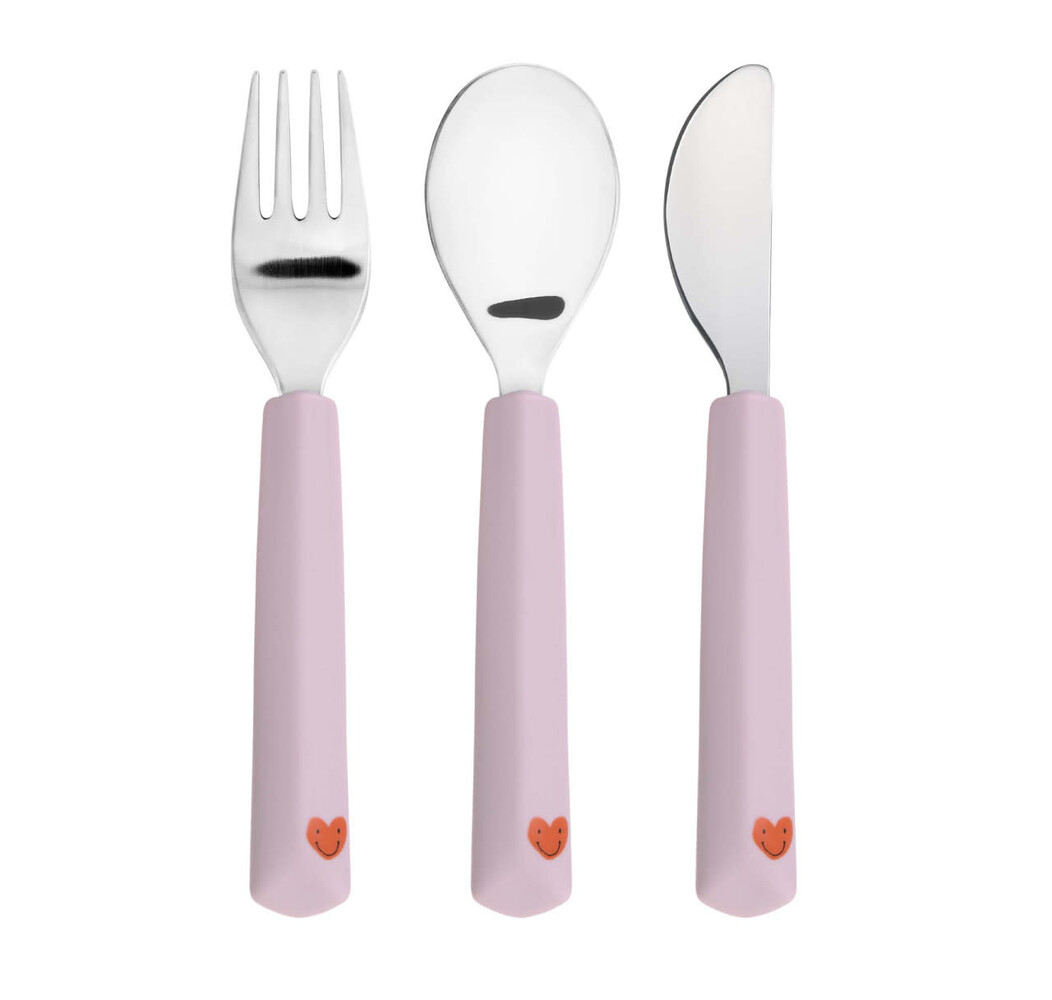Lässig Cutlery with Silicone Handle 3 pcs - Heart lavender