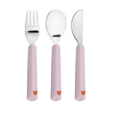 Lassig Cutlery with Silicone Handle 3 pcs - Heart lavender