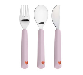 Lässig Cutlery with Silicone Handle 3 pcs - Heart lavender