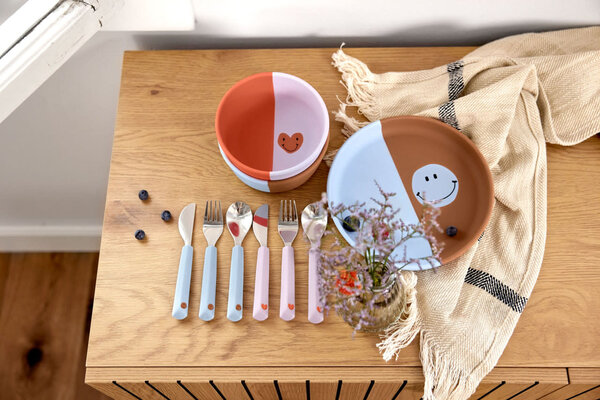 Lässig Cutlery with Silicone Handle 3 pcs - Heart lavender