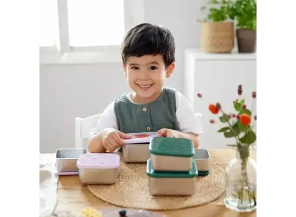 Lässig Snackbox Stainless Steel 3 pcs Happy  Rascals - Smile green Lässig Snackbox Stainless Steel 3 pcs Happy  Rascals - Smile green