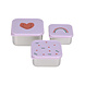 Lassig Snackbox Stainless Steel 3 pcs Happy  Rascals - Heart lavender