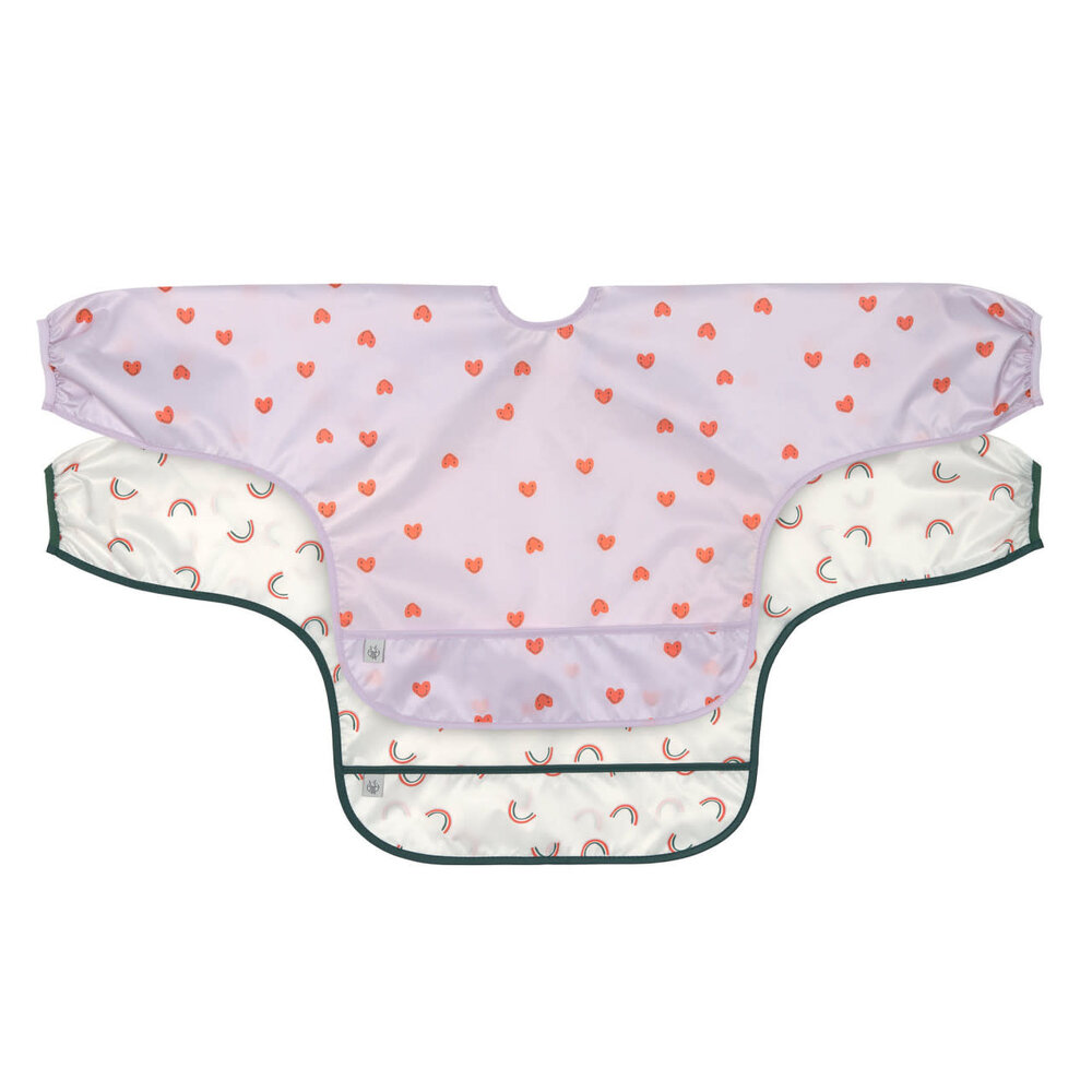 Lassig Long Sleeve Bib 2 pcs Happy Rascals - Heart lavender