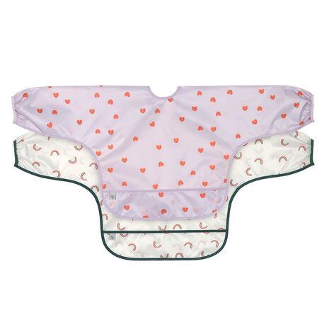 Lassig Long Sleeve Bib 2 pcs Happy Rascals - Heart lavender