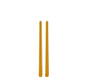 Uyuni LED taper candle 2,3x32,, Smooth, 2-pack Curry Yellow