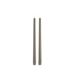 Uyuni LED taper candle 2,3x32,, Smooth, 2-pack Sandstone