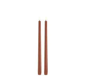 Uyuni LED taper candle 2,3x32,, Smooth, 2-pack Terracotta