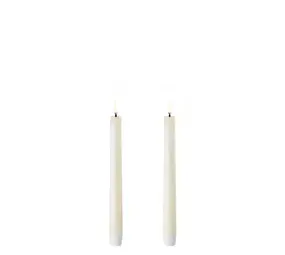Uyuni LED taper candle 2,3x20 cm, Smooth, 2-pack Ivory