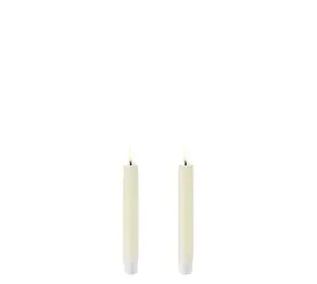 Uyuni LED taper candle 2,3x15 cm, Smooth, 2-pack Ivory