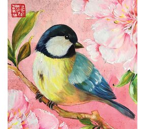 Ppd Servetten Oiseau en rose 33x33