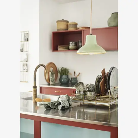 Madam Stoltz Emaille hanglamp - salie Madam Stoltz Emaille hanglamp - salie