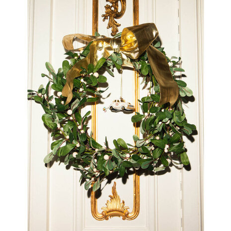 Vondels Ornament glass wedding car w/text just married