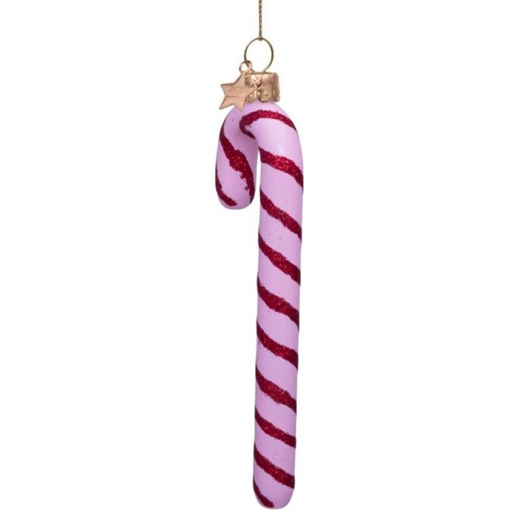 Vondels Ornament glass love pink candy cane