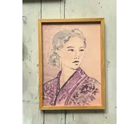 Tinystories Lotus in eikenhouten lijst - A4